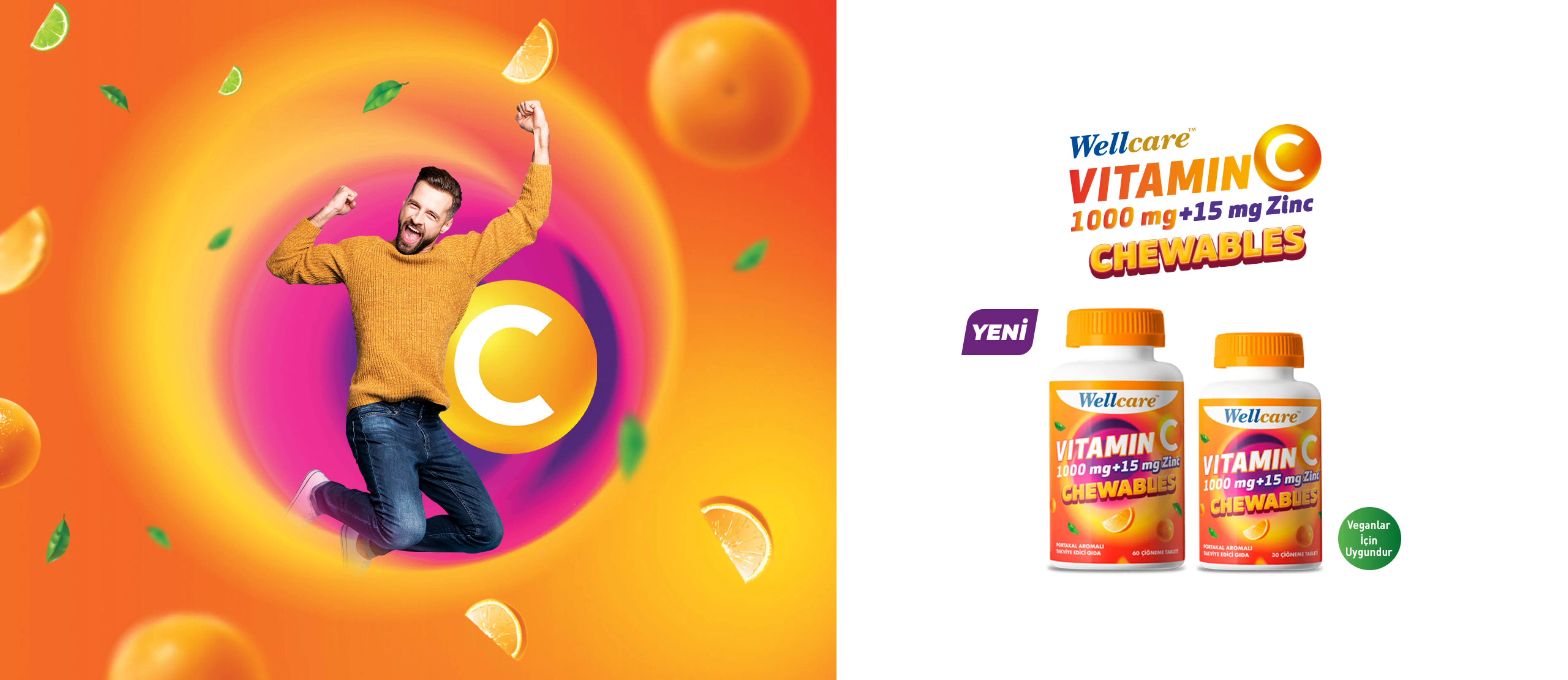 C1000 mg +15 mg Zinc Çiğneme Tableti